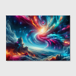 Холст прямоугольный Fantastic neon space landscape - ai art fantasy, цвет: 3D-принт — фото 2