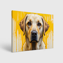 Холст прямоугольный Лабрадор и желтая краска, цвет: 3D-принт