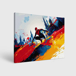 Холст прямоугольный Человек - паук и пролитая краска, цвет: 3D-принт