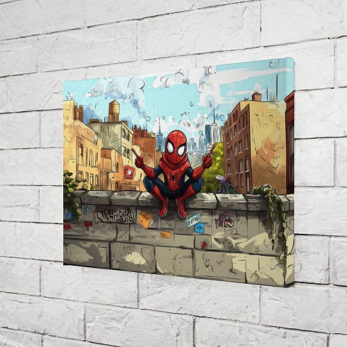 Картина прямоугольная Маленький человек-паук в городе / 3D-принт – фото 3