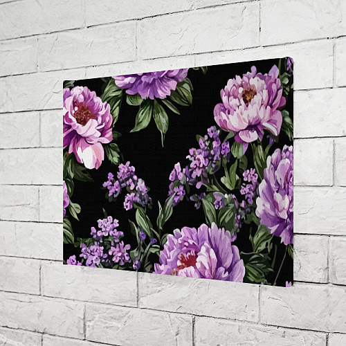 Картина прямоугольная Пионы и лаванда винтажный узор / 3D-принт – фото 3