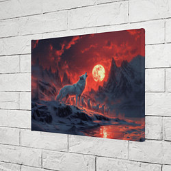 Холст прямоугольный Белый волк воет на луну, цвет: 3D-принт — фото 2