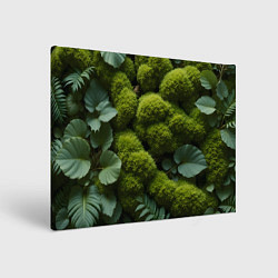 Холст прямоугольный Зеленый мох и листья, цвет: 3D-принт