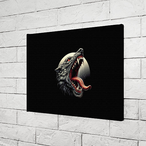 Картина прямоугольная Волчья морда на фоне луны - нейроарт / 3D-принт – фото 3