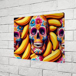 Холст прямоугольный Цветочный череп среди бананов - нейроарт, цвет: 3D-принт — фото 2