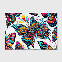 Холст прямоугольный Бабочка и череп - нейроарт паттерн, цвет: 3D-принт — фото 2