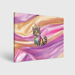 Холст прямоугольный Котенок в костюме единорога, цвет: 3D-принт