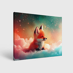Холст прямоугольный Милый лисенок спит на облаке, цвет: 3D-принт