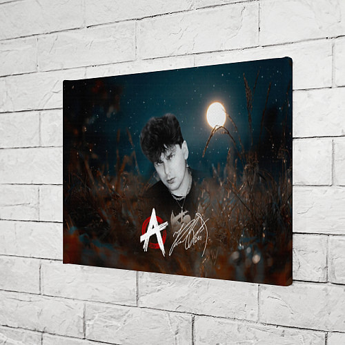 Картина прямоугольная Юрий Хой на фоне луны / 3D-принт – фото 3