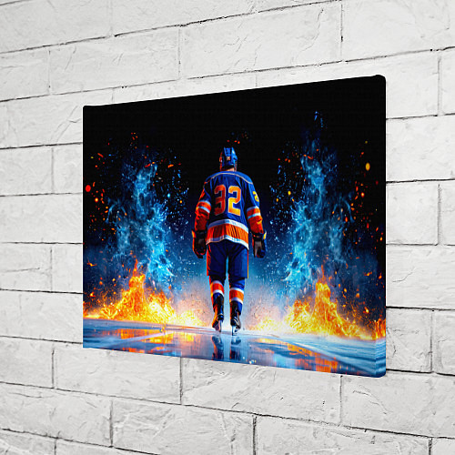 Картина прямоугольная Хоккеист в синем пламени / 3D-принт – фото 3