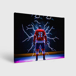 Холст прямоугольный Хоккеист и молния, цвет: 3D-принт