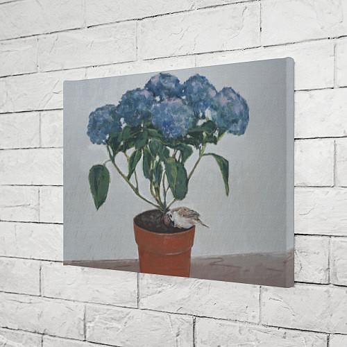 Картина прямоугольная Спящий воробушек на гортензии / 3D-принт – фото 3