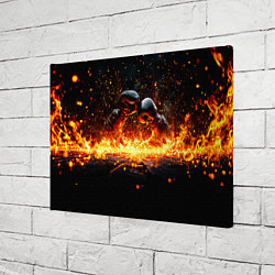 Холст прямоугольный Кикбоксеркие перчатки в огне, цвет: 3D-принт — фото 2