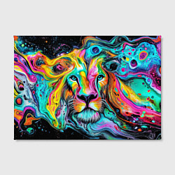 Холст прямоугольный Абстрактная морда льва - яркие психоделические цве, цвет: 3D-принт — фото 2