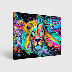 Холст прямоугольный Абстрактная морда льва - яркие психоделические цве, цвет: 3D-принт