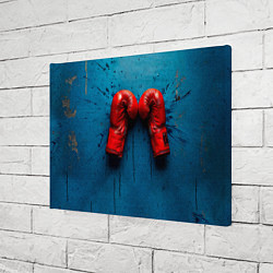 Холст прямоугольный Бойцовские перчатки на синем, цвет: 3D-принт — фото 2