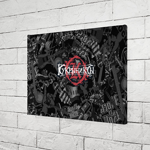 Картина прямоугольная Кукрыниксы логотип на фоне гитар / 3D-принт – фото 3