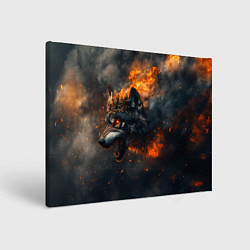 Холст прямоугольный Волк в огне и дыме, цвет: 3D-принт