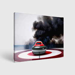 Холст прямоугольный Камень для кёрлинга в черном дыму, цвет: 3D-принт