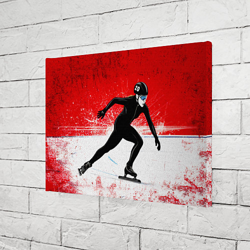 Картина прямоугольная Скоростной бег на коньках в красном / 3D-принт – фото 3