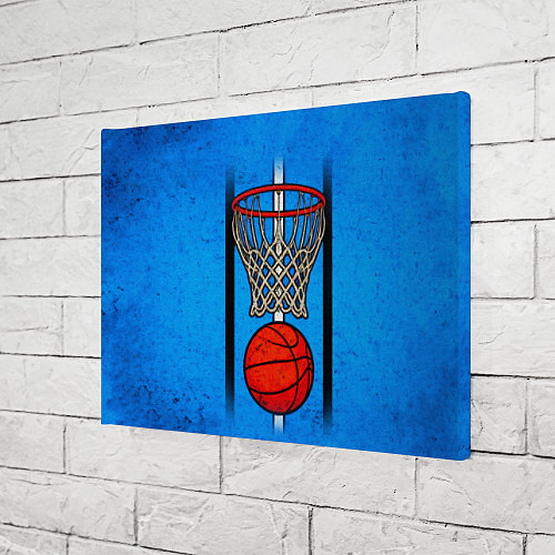 Картина прямоугольная Кольцо с баскетбольным мячом на синем / 3D-принт – фото 3