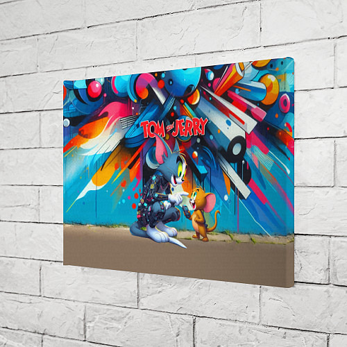 Картина прямоугольная Tom and Jerry - cyberpunk graffiti fantasy / 3D-принт – фото 3