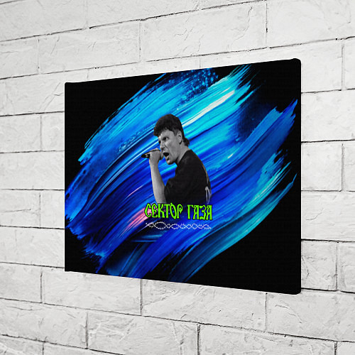 Картина прямоугольная Юрий Хой синий фон красками / 3D-принт – фото 3