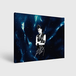 Холст прямоугольный Юрий Хой черно-белый портрет с подписью, цвет: 3D-принт