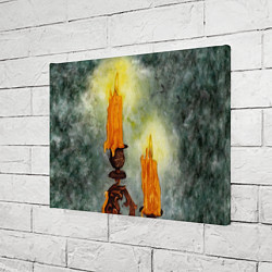 Холст прямоугольный Две горящие свечи в темноте, цвет: 3D-принт — фото 2