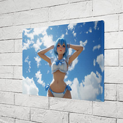 Холст прямоугольный Девушка с синими волосами на фоне неба, цвет: 3D-принт — фото 2