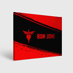 Холст прямоугольный Bon Jovi - red gradient по-горизонтали, цвет: 3D-принт