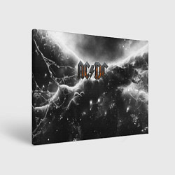 Холст прямоугольный ACDC металлический лого черно-белая текстура, цвет: 3D-принт