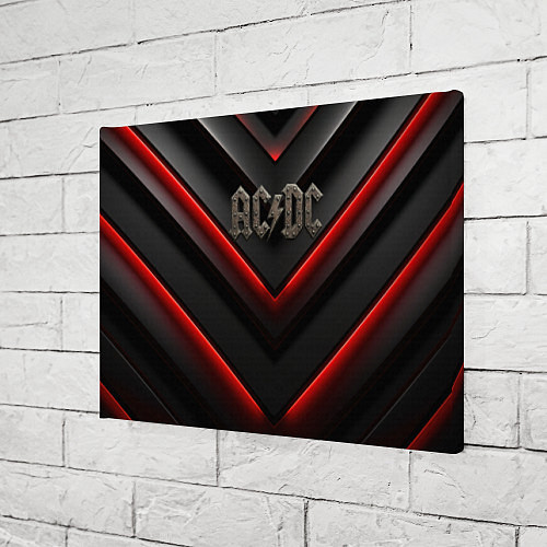 Картина прямоугольная ACDC лого из металла на черно-красной текстуре / 3D-принт – фото 3