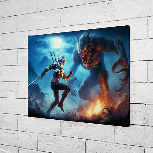 Картина прямоугольная Ciris battle with the dark monster - the Witcher 4 / 3D-принт – фото 3
