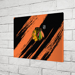 Холст прямоугольный Чикаго Блэкхокс - фон с оранжевыми потертостами, цвет: 3D-принт — фото 2