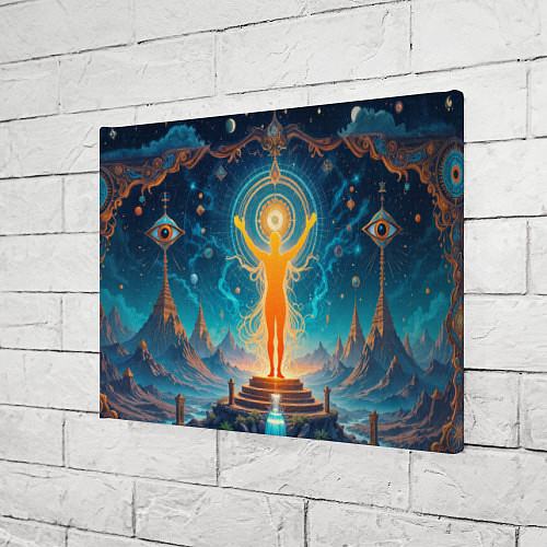 Картина прямоугольная Светящаяся оранжевая фигура и круг: энергетическое / 3D-принт – фото 3