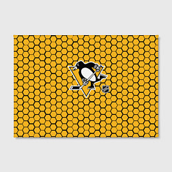 Холст прямоугольный Питтсбург Пингвинз - желтые соты, цвет: 3D-принт — фото 2