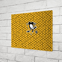 Холст прямоугольный Питтсбург Пингвинз - желтые соты, цвет: 3D-принт — фото 2