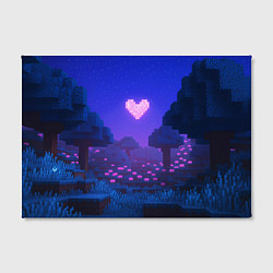 Холст прямоугольный Ночной лес Minecraft с сердечком луной, цвет: 3D-принт — фото 2