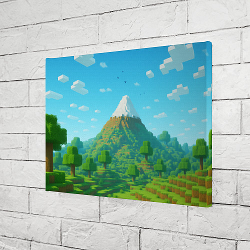 Картина прямоугольная Пейзаж Minecraft с горой со снежной шапкой / 3D-принт – фото 3