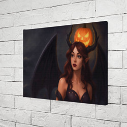 Холст прямоугольный Девушка демон и тыква, цвет: 3D-принт — фото 2