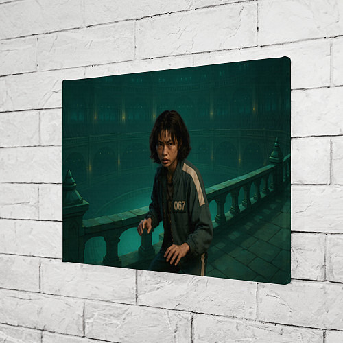 Картина прямоугольная Игра в кальмара - игрок 067 в стойке старта / 3D-принт – фото 3