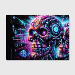 Холст прямоугольный Neon cyber skull, цвет: 3D-принт — фото 2