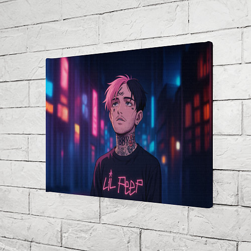 Картина прямоугольная LiL Peep - Неоновый аниме арт / 3D-принт – фото 3