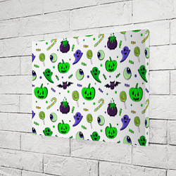 Холст прямоугольный Halloween light green pumpkin ghost pattern, цвет: 3D-принт — фото 2