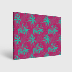 Холст прямоугольный Palm pink light blue, цвет: 3D-принт