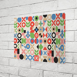 Холст прямоугольный Геометрический узор с цветочными элементами - ретр, цвет: 3D-принт — фото 2