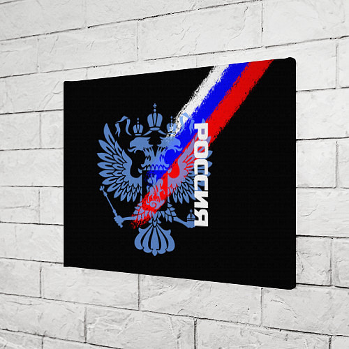 Картина прямоугольная Россия с флагом и гербом на чёрном фоне / 3D-принт – фото 3