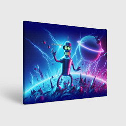 Холст прямоугольный Bender on neon planet - ai art fantasy, цвет: 3D-принт