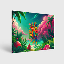 Холст прямоугольный Попугай и тропики, цвет: 3D-принт
